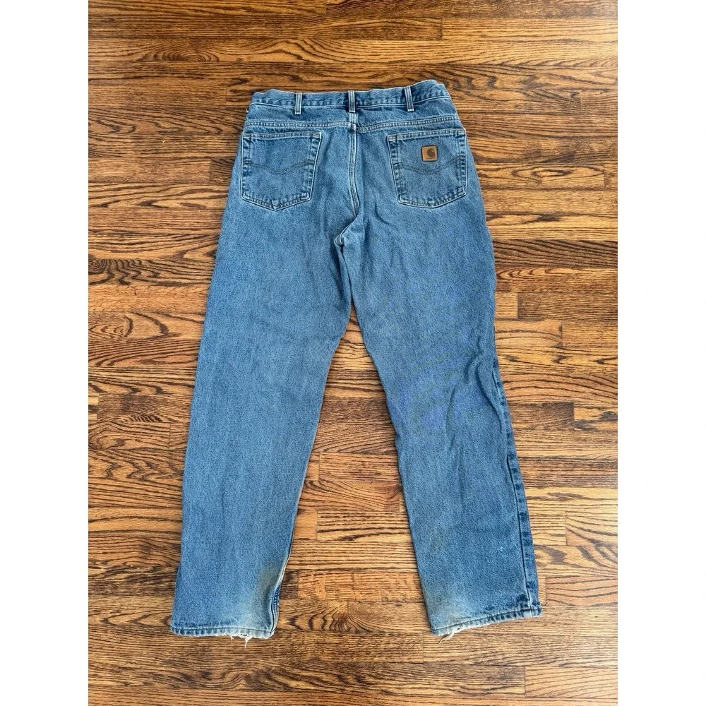 Vintage Carhartt Insulated Flannel Lined Workwear Denim Jeans Pants 36 X 34 - Picture 5 of 8